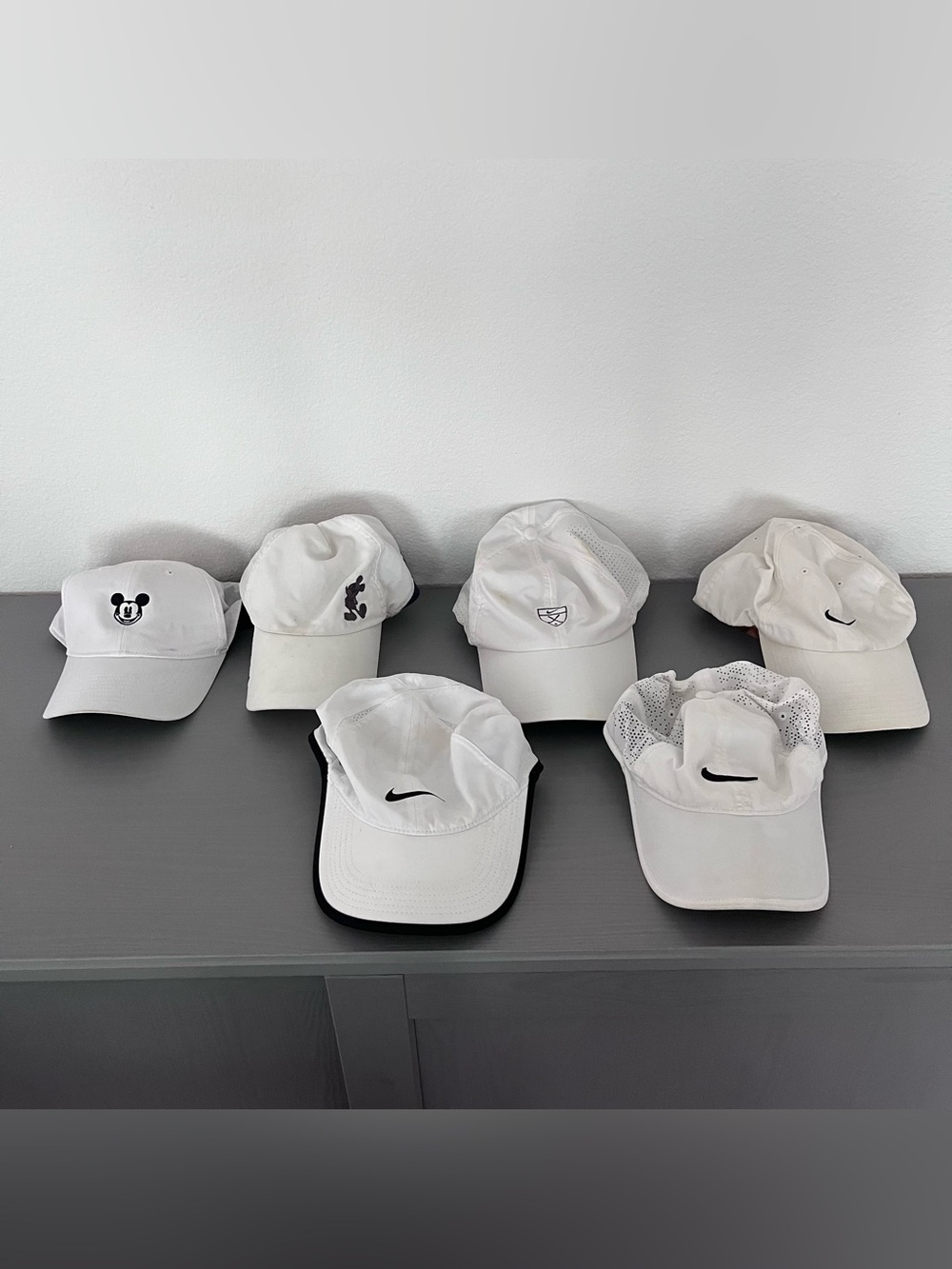Lot Of 6 Nike Golf & Disney Hats White Adjustable Strapback Dad Cap Hat Caps Six